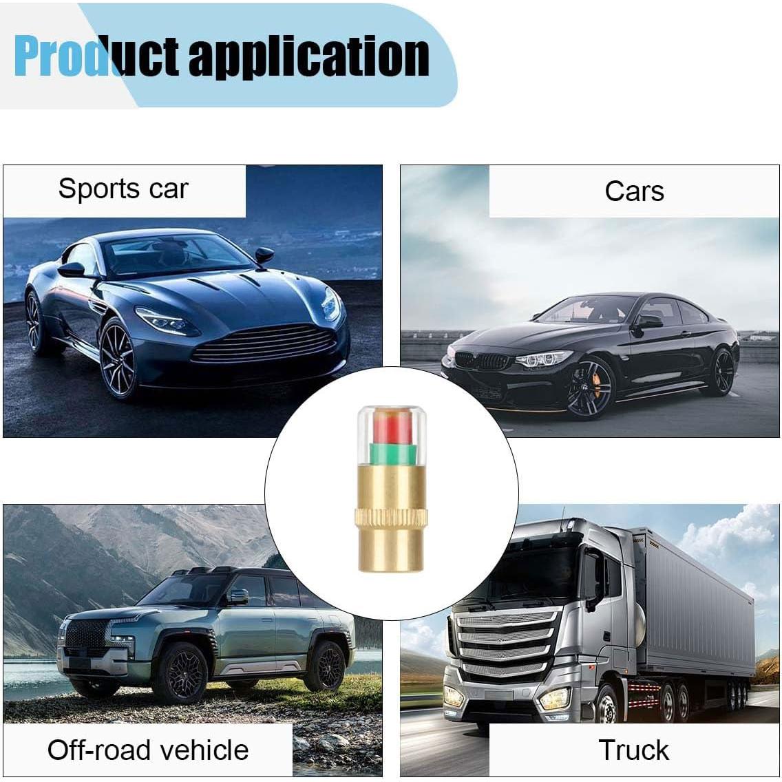 12 Tapones de Válvula de Presión Neumáticos LHDOS Dorado