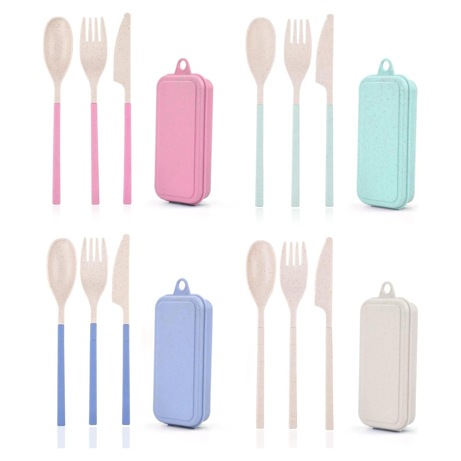 Juego de Utensilios Reutilizables JIABEIUS 4 Piezas Plegables