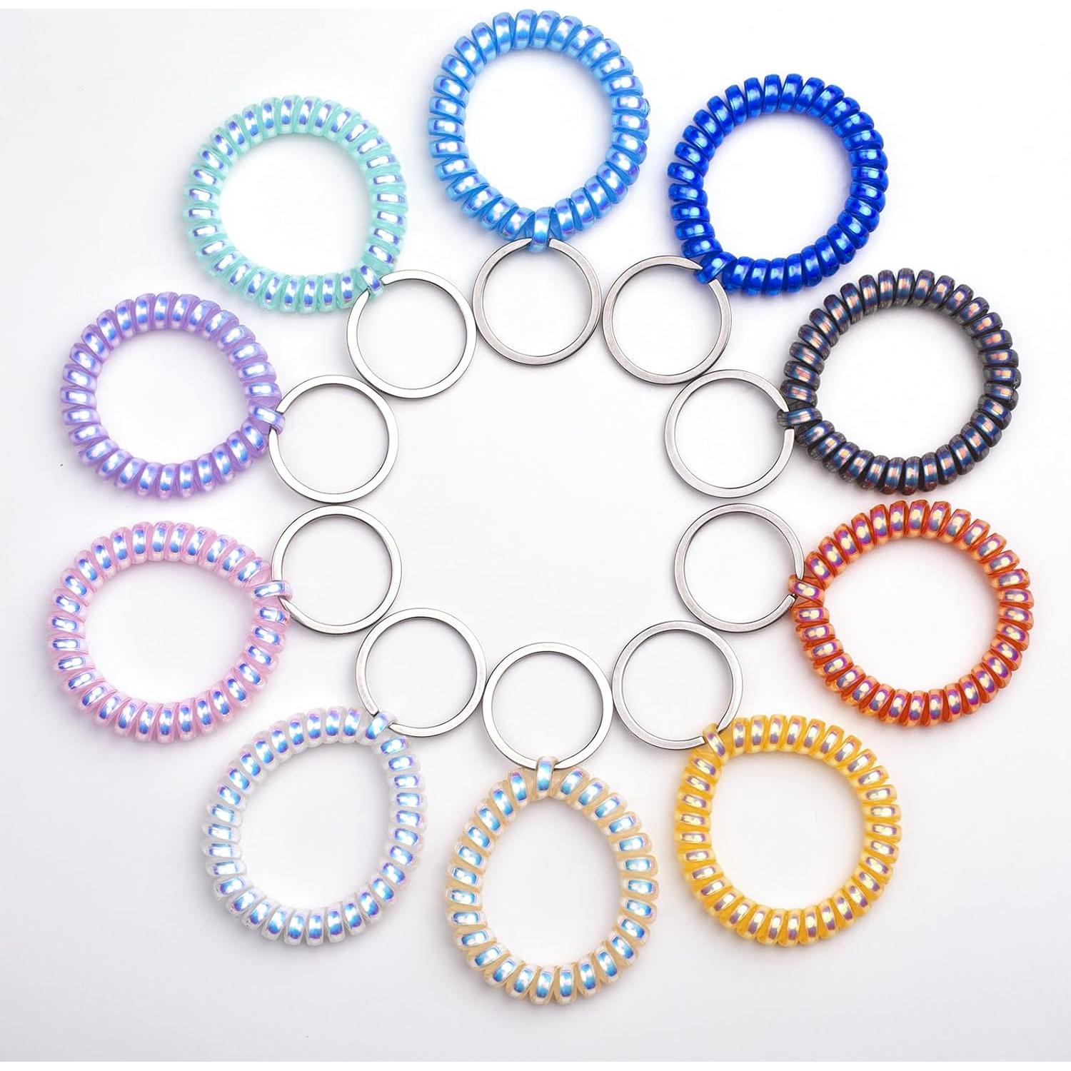 Leery 10 Pulseras Llaveros Estirables Resistentes al Agua