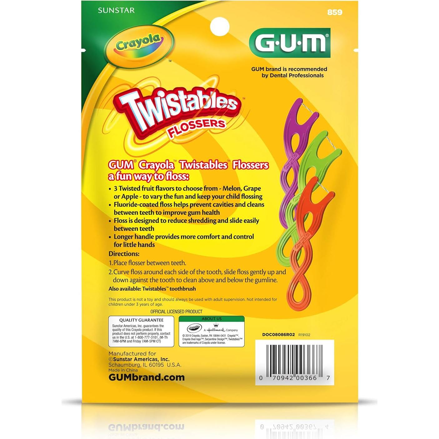 Hilos Dentales para Niños GUM Crayola Twistables - 90 Unidades