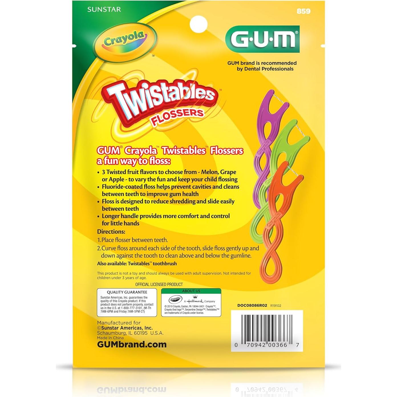 Hilos Dentales para Niños GUM Crayola Twistables - 90 Unidades