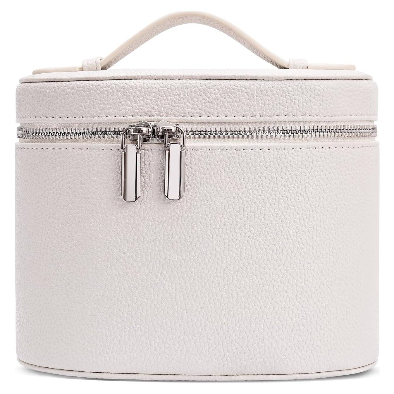 Estuche Cosmético de Cuero Beige para Maquillaje 20.1x15cm