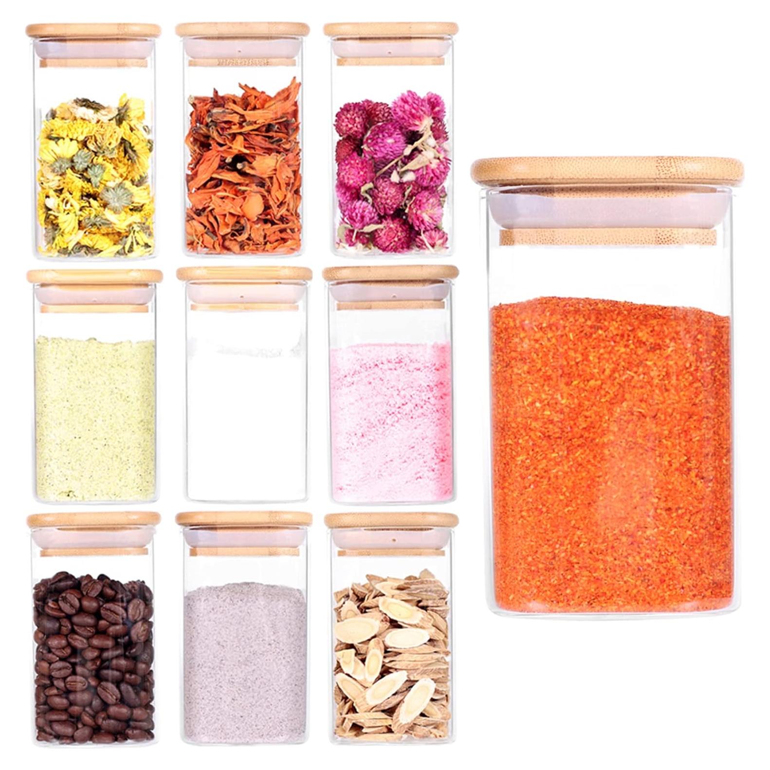 Juego de 10 Tarros de Especias de Vidrio Tzerotone 250ml