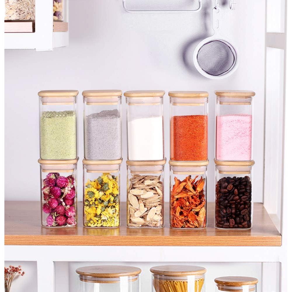 Juego de 10 Tarros de Especias de Vidrio Tzerotone 250ml