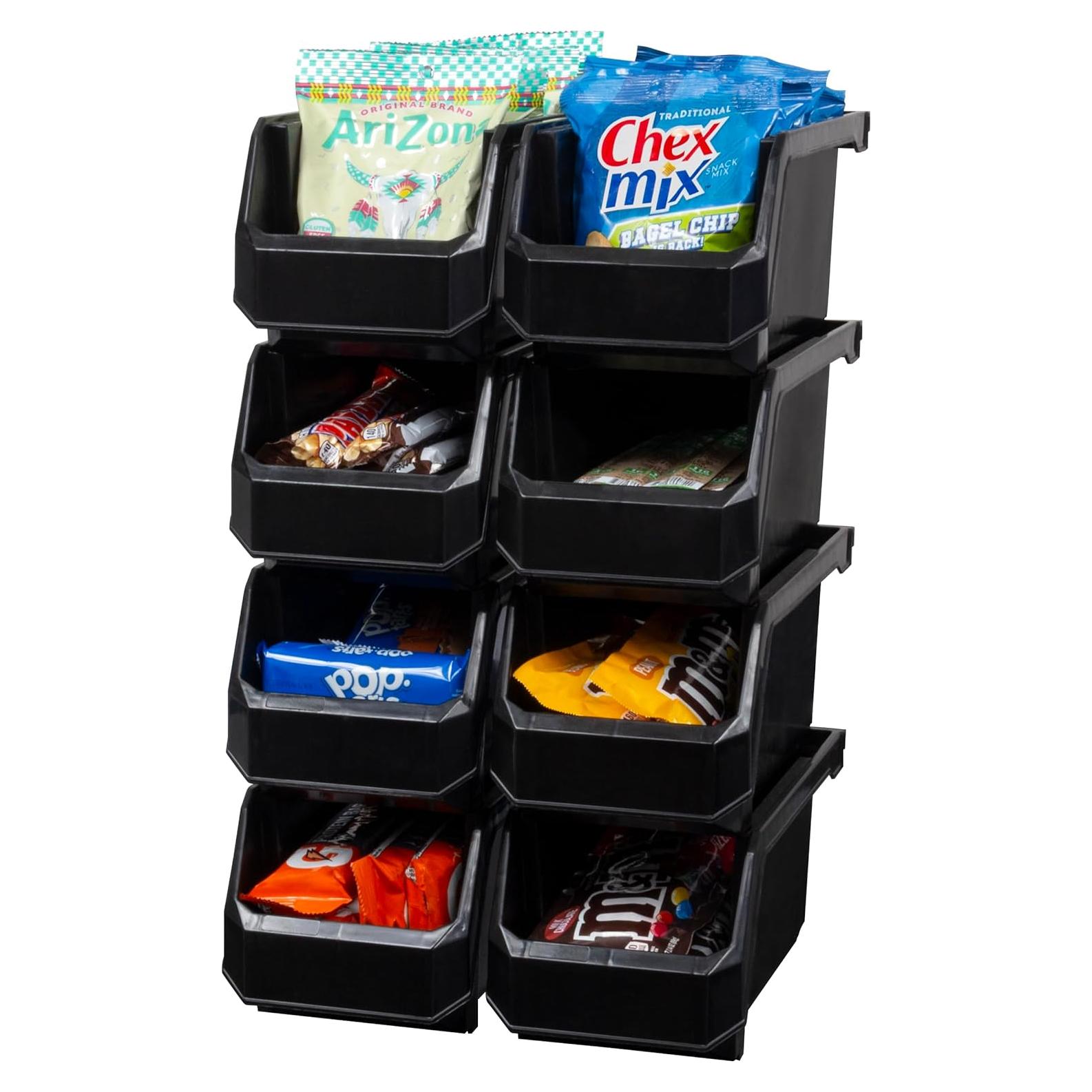 Cajas de Almacenamiento Apilables READYSPACE, 8 Unidades, Negro