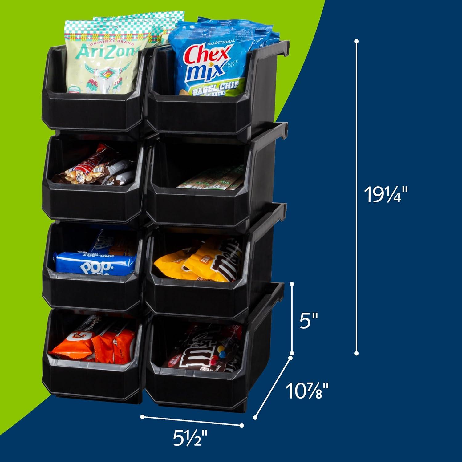 Cajas de Almacenamiento Apilables READYSPACE, 8 Unidades, Negro