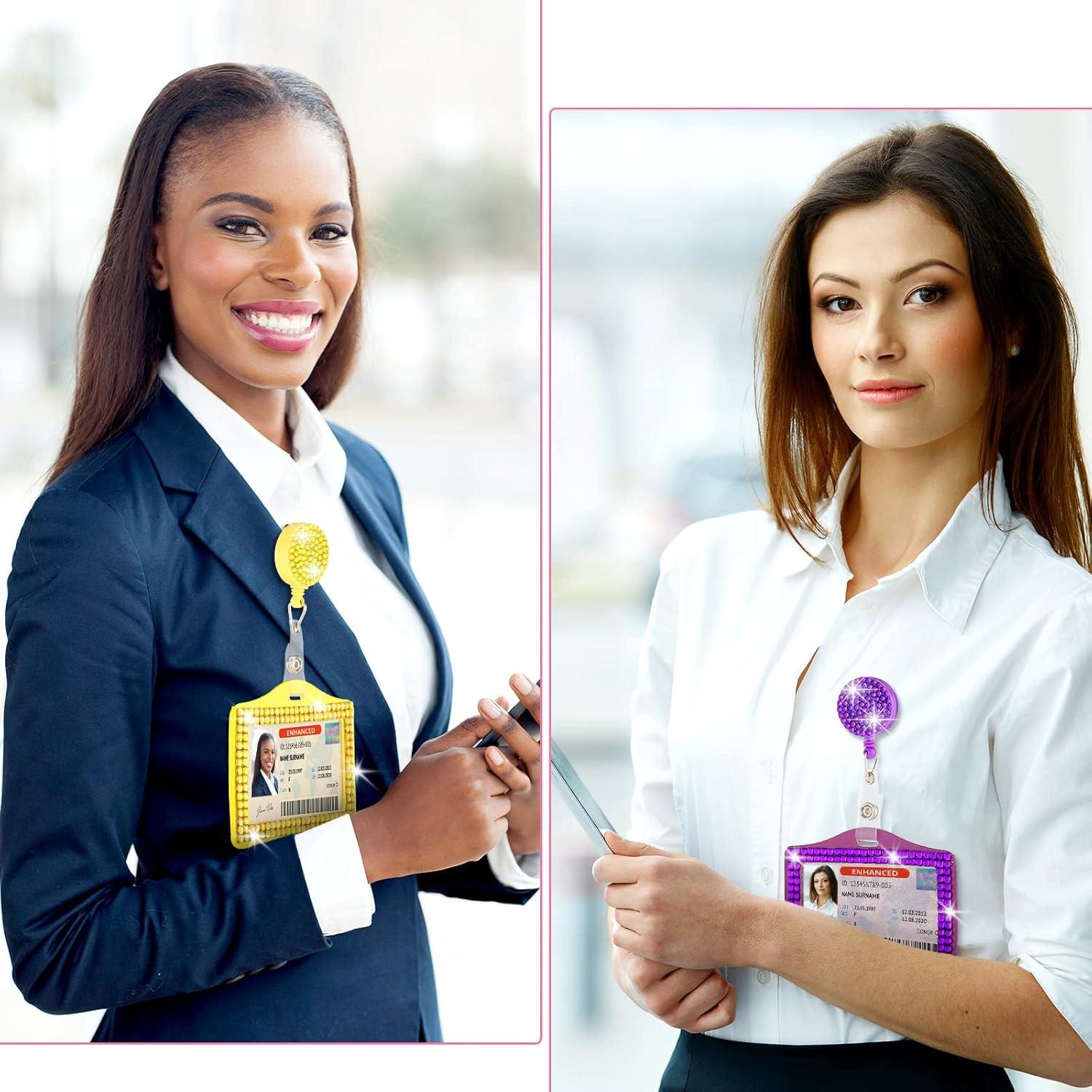 4 Portatarjetas de Identificación Brillantes Gersoniel 10.92x6.86cm