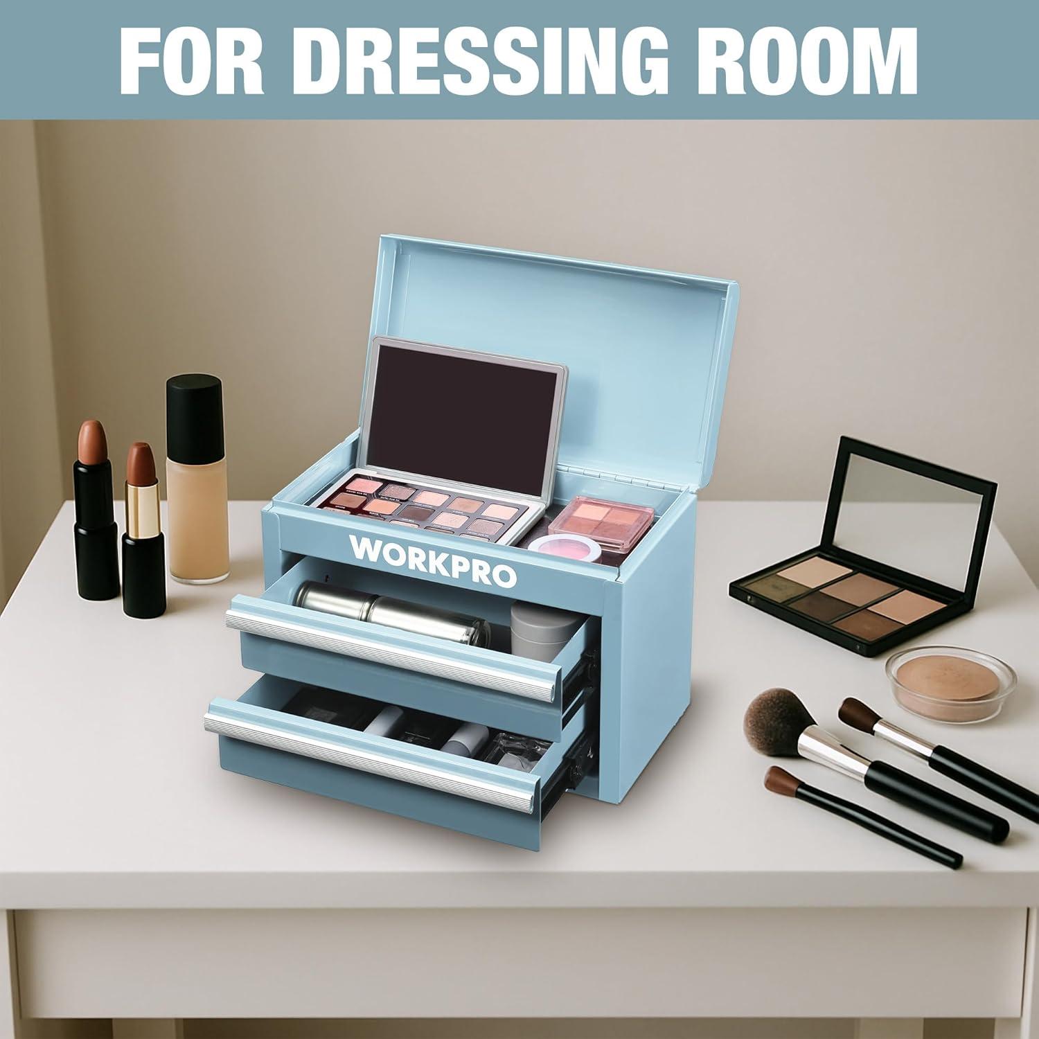 Caja de Herramientas Mini WORKPRO Metal Azul Macaron 27.4x15x20.8cm