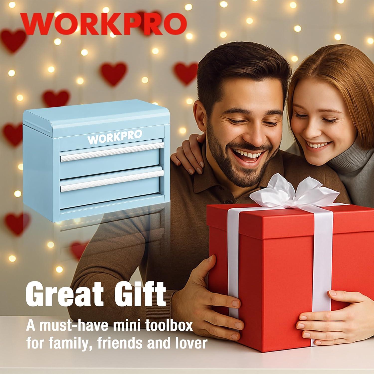 Caja de Herramientas Mini WORKPRO Metal Azul Macaron 27.4x15x20.8cm