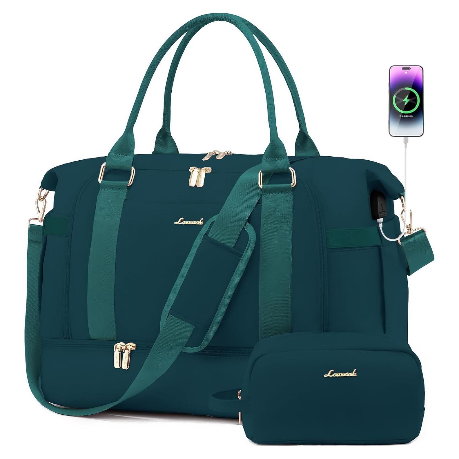 Bolsa de gimnasio LOVEVOOK para mujeres con puerto USB y compartimento para zapatos