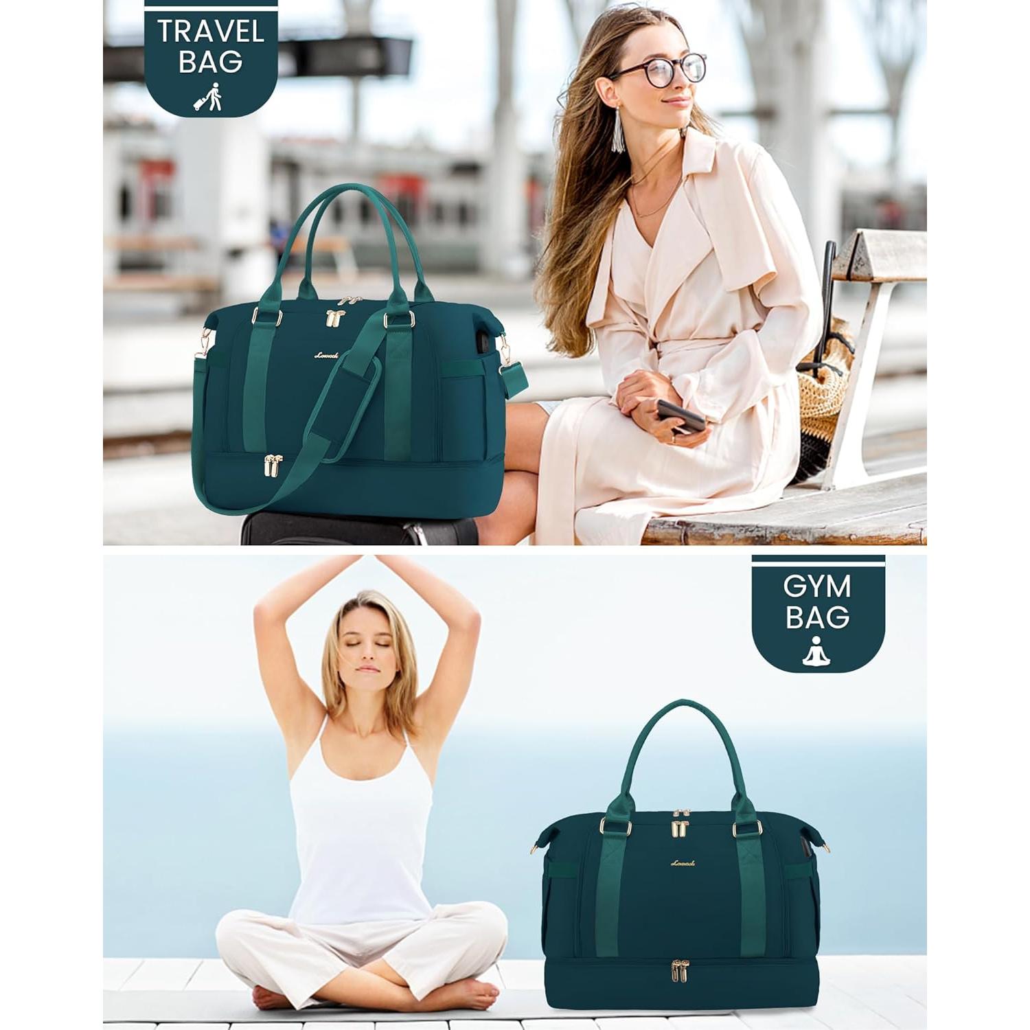 Bolsa de gimnasio LOVEVOOK para mujeres con puerto USB y compartimento para zapatos