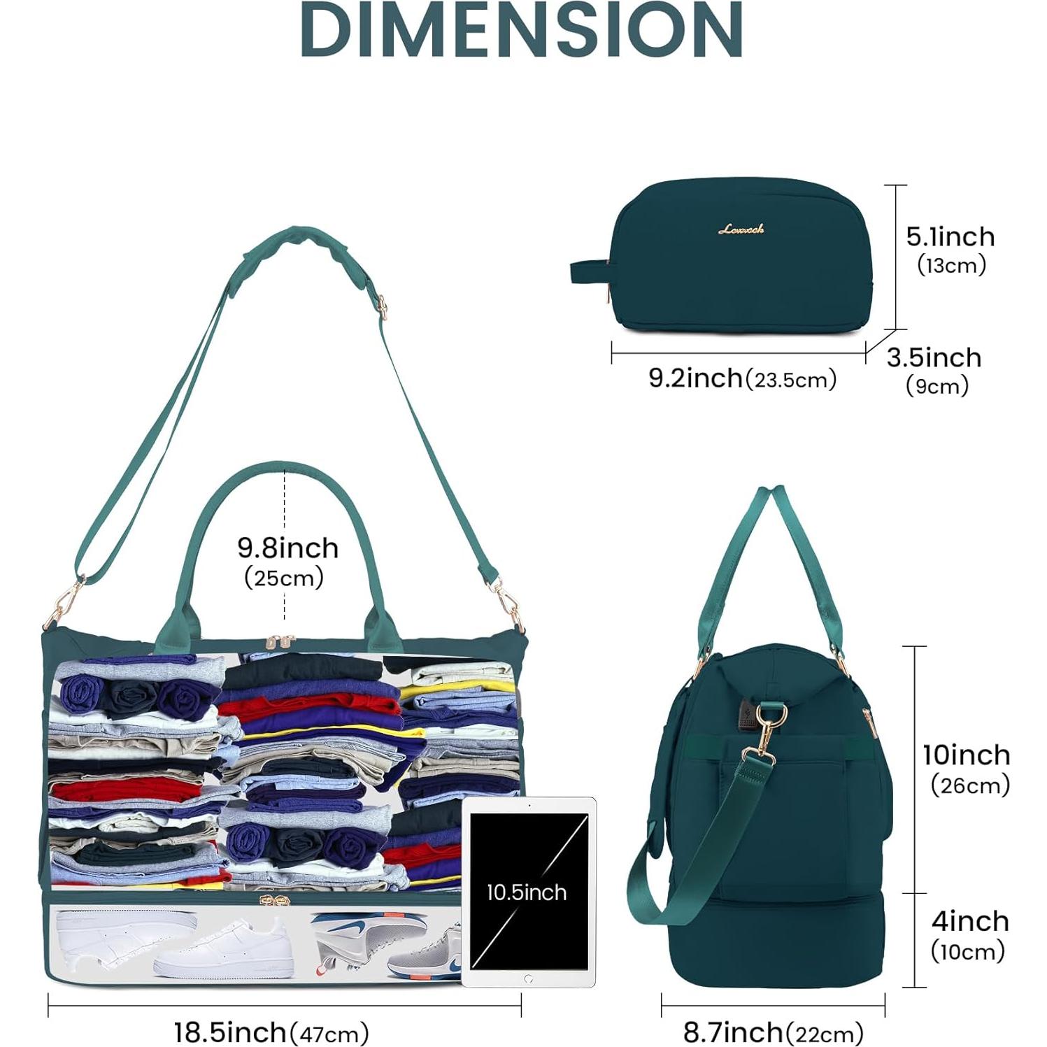 Bolsa de gimnasio LOVEVOOK para mujeres con puerto USB y compartimento para zapatos