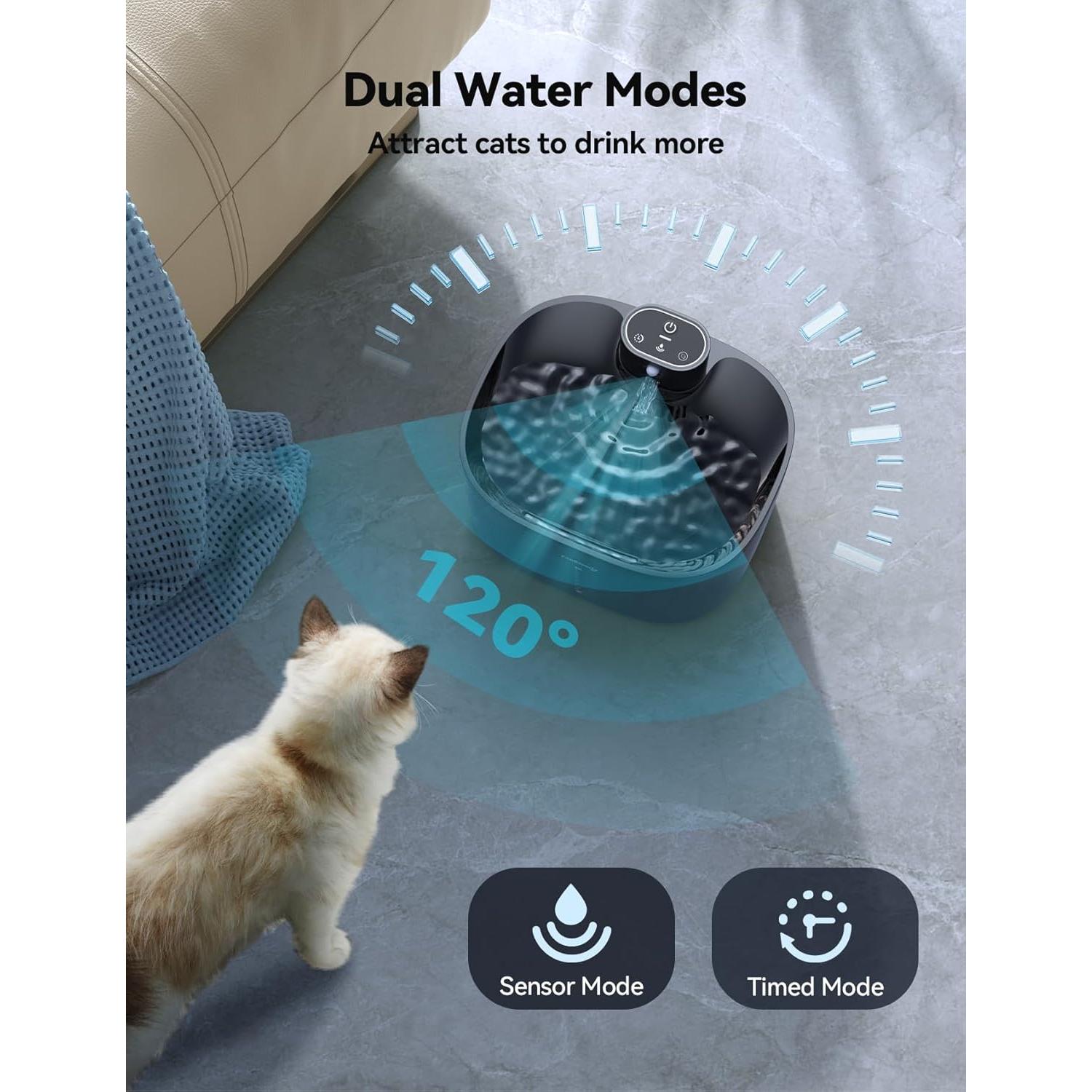 Fuente de Agua para Gatos Sin Bomba FEELNEEDY 4L Inalámbrica