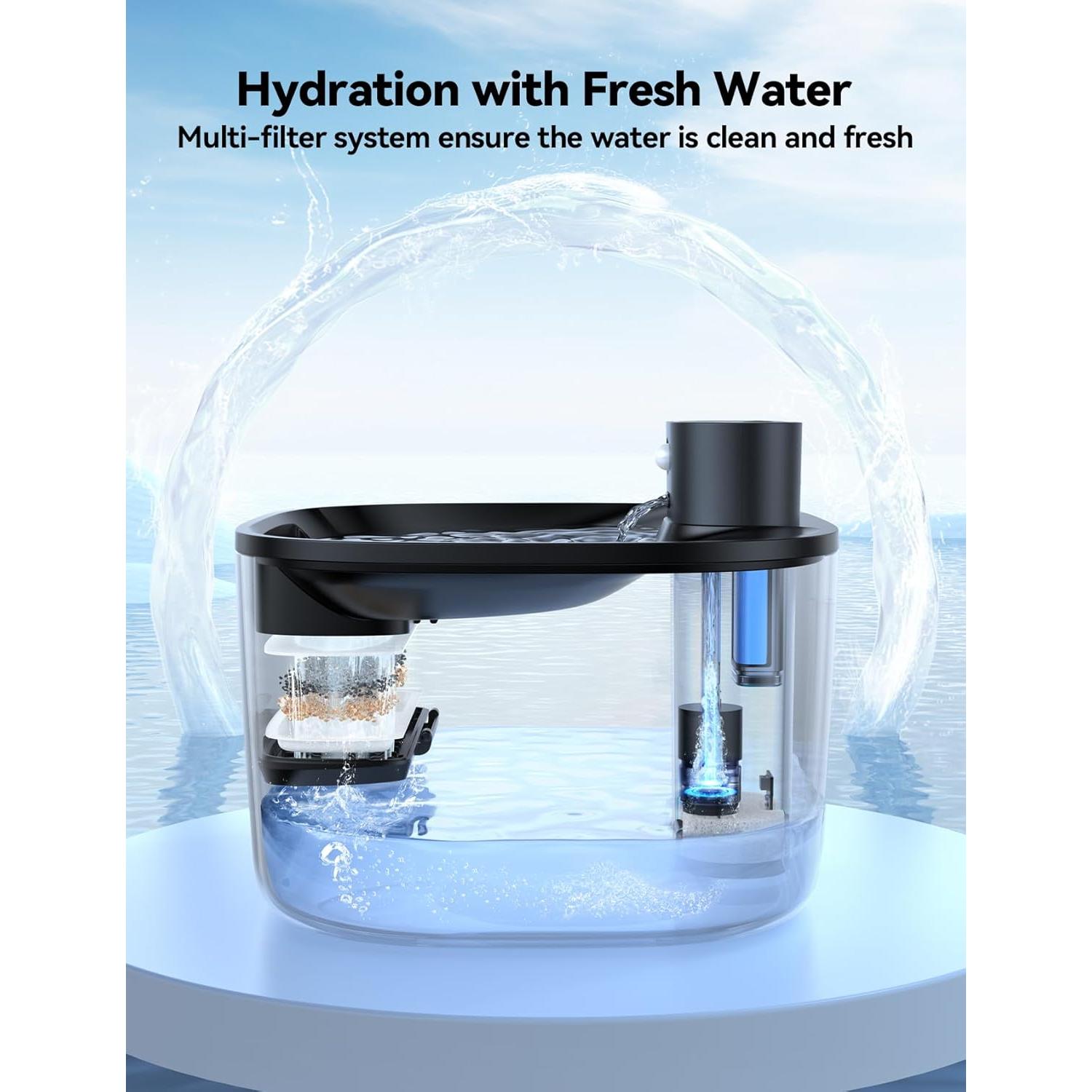 Fuente de Agua para Gatos Sin Bomba FEELNEEDY 4L Inalámbrica