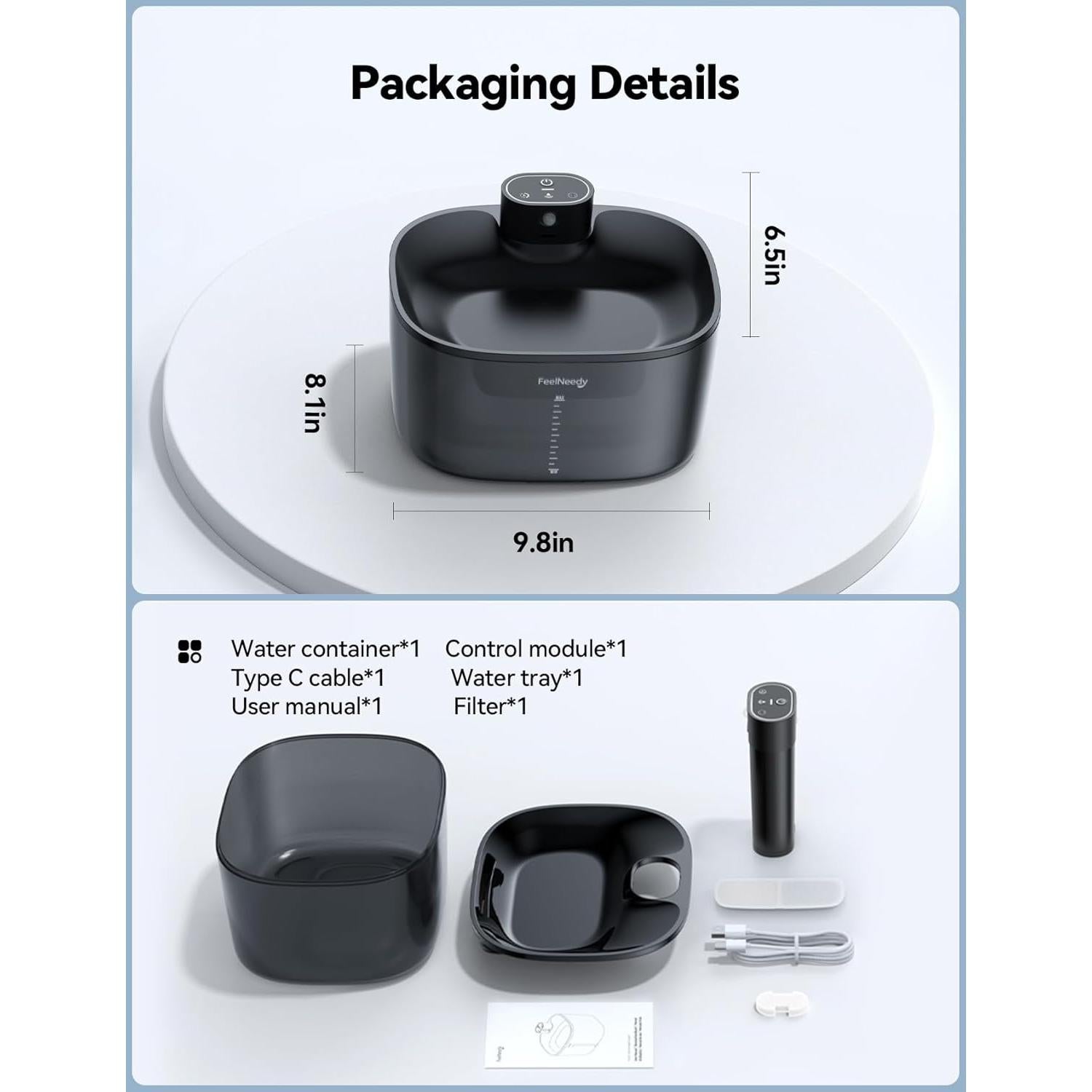 Fuente de Agua para Gatos Sin Bomba FEELNEEDY 4L Inalámbrica