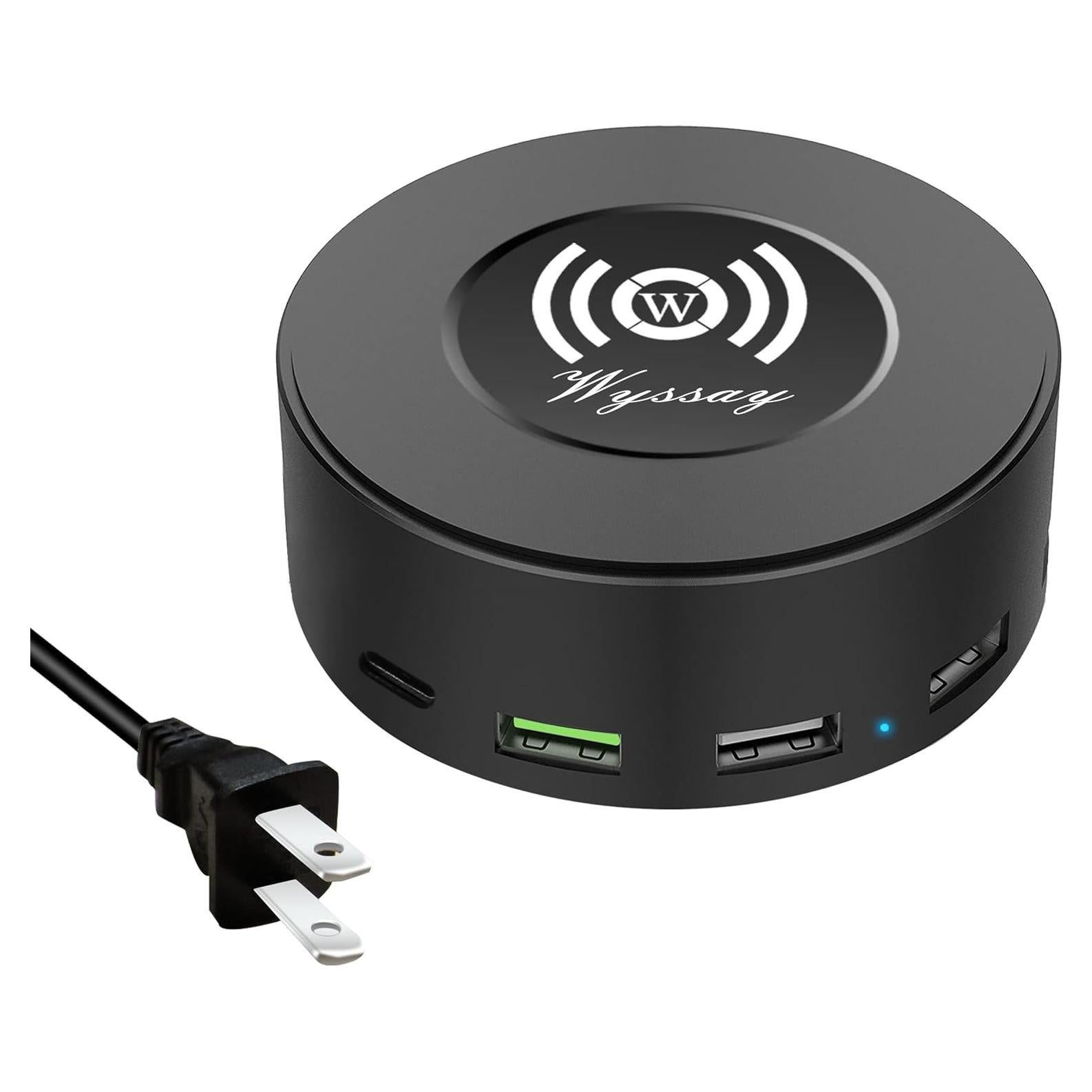 Estación de Carga USB 75W 6 Puertos Inalámbrica Negro