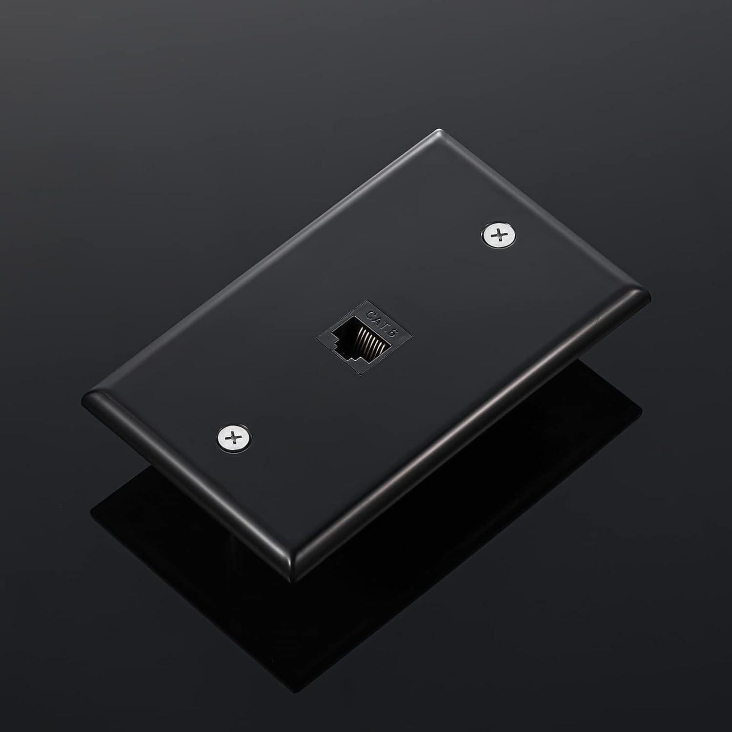 Placas de Pared Ethernet Weewooday 4 Puertos RJ45 Cat6 Negro