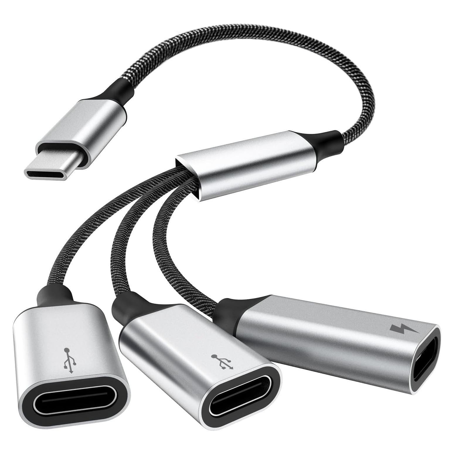 Divisor USB C TiMOVO 3 en 1 con Carga Rápida 60W y OTG