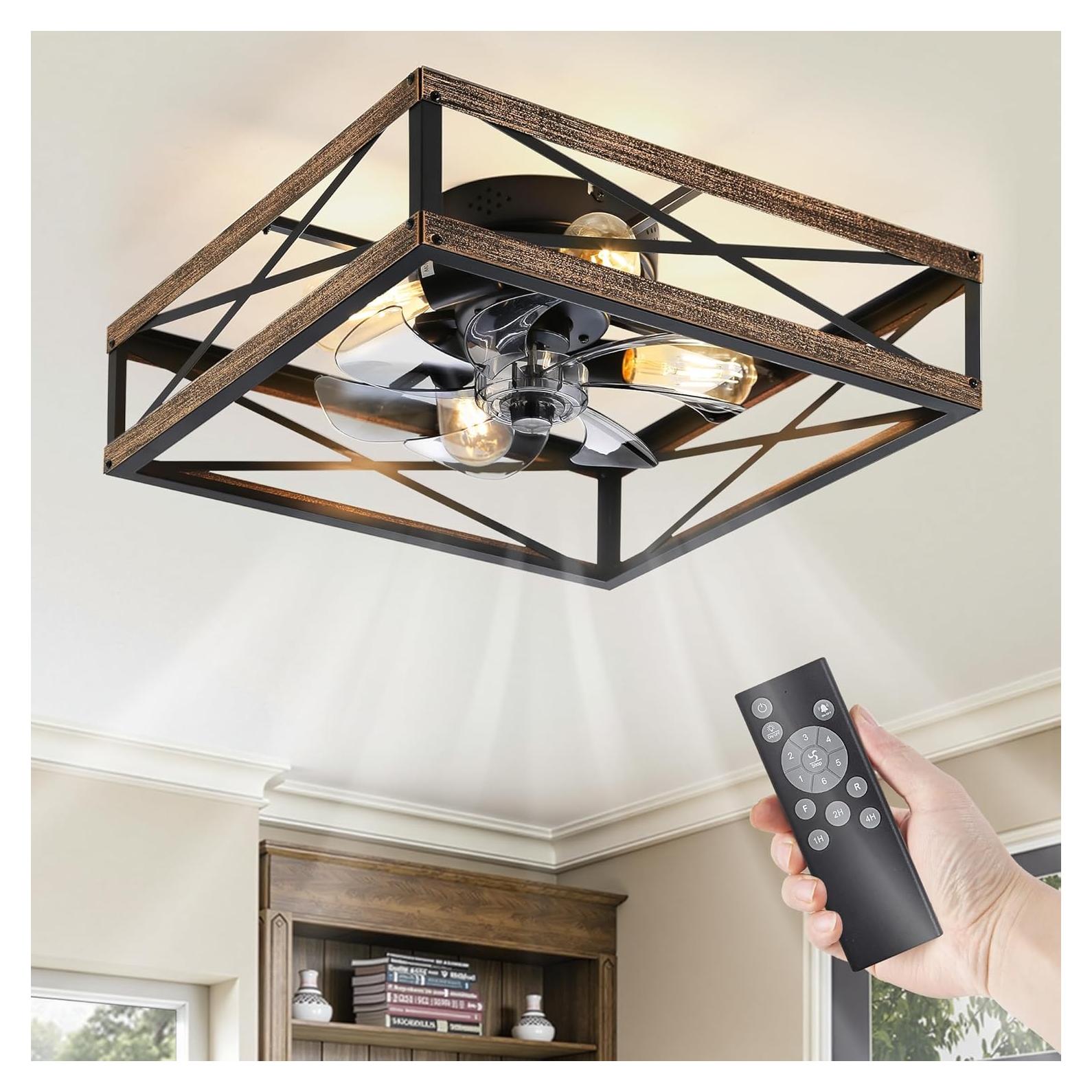 Ventilador de Techo LEDIARY 20" Caged con Control Remoto y 6 Velocidades