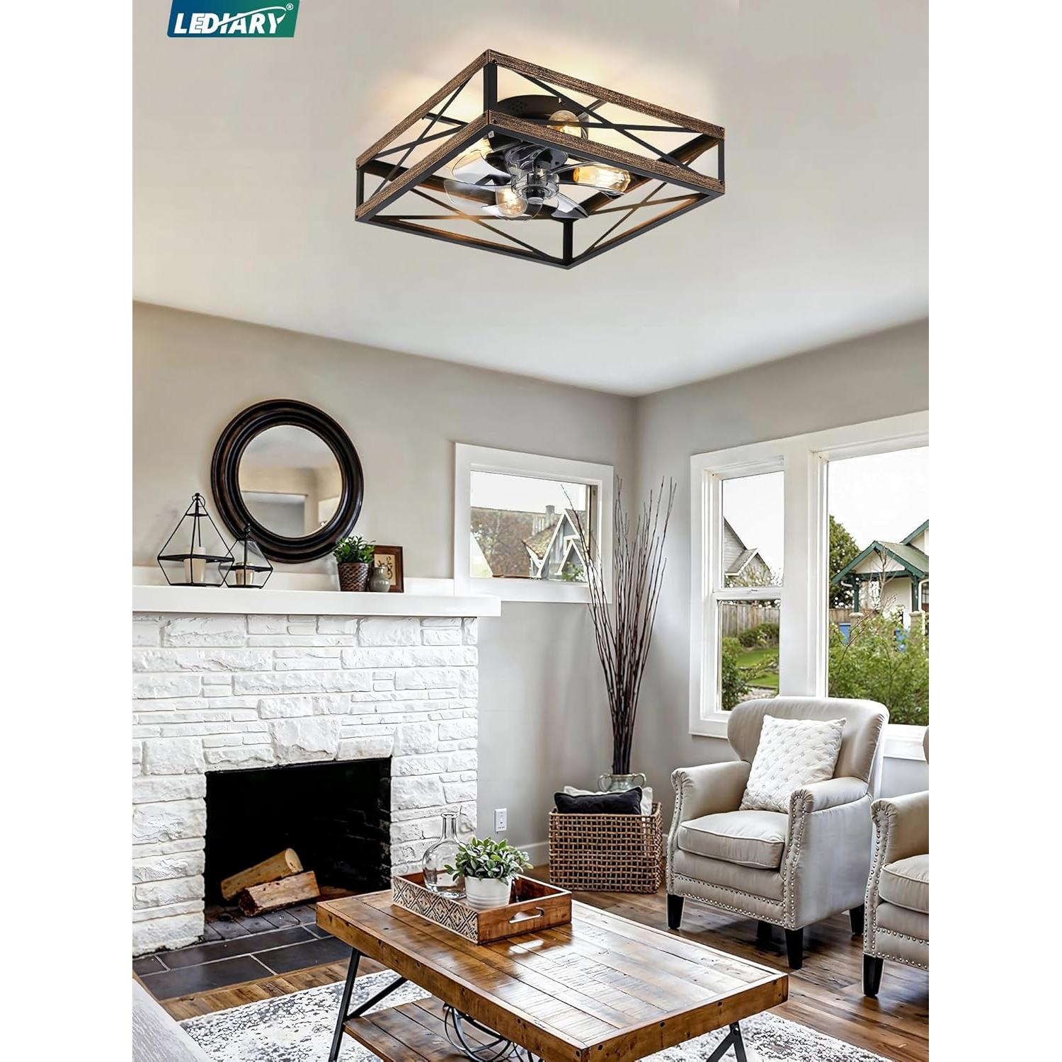 Ventilador de Techo LEDIARY 20" Caged con Control Remoto y 6 Velocidades