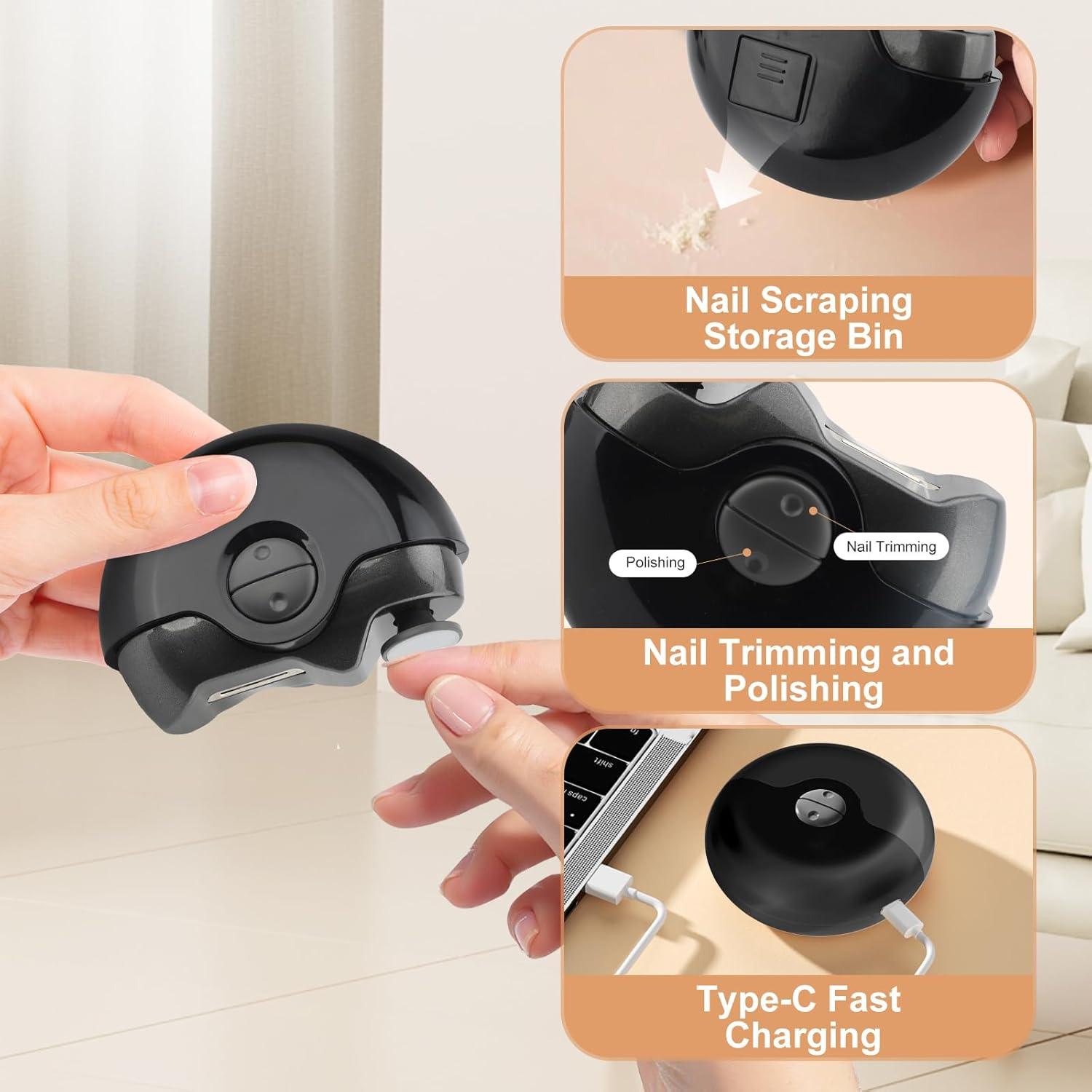 Cortador de Uñas Eléctrico ZESTEFY 2 en 1 Portátil Negro