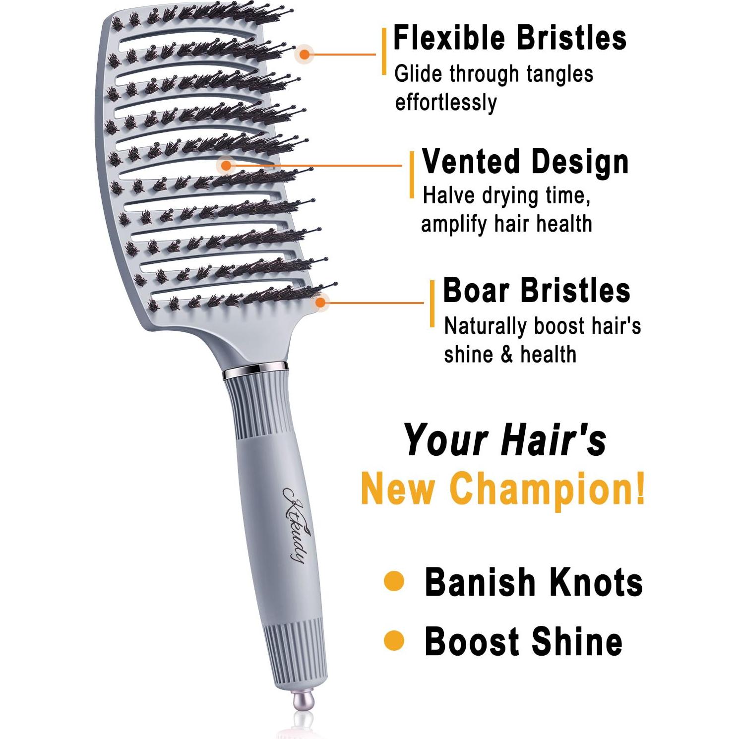 Cepillo Desenredante KTKUDY para Cabello Húmedo y Seco - Gris Claro