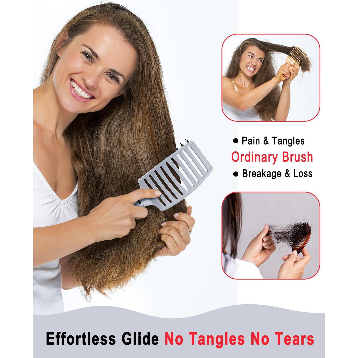 Cepillo Desenredante KTKUDY para Cabello Húmedo y Seco - Gris Claro