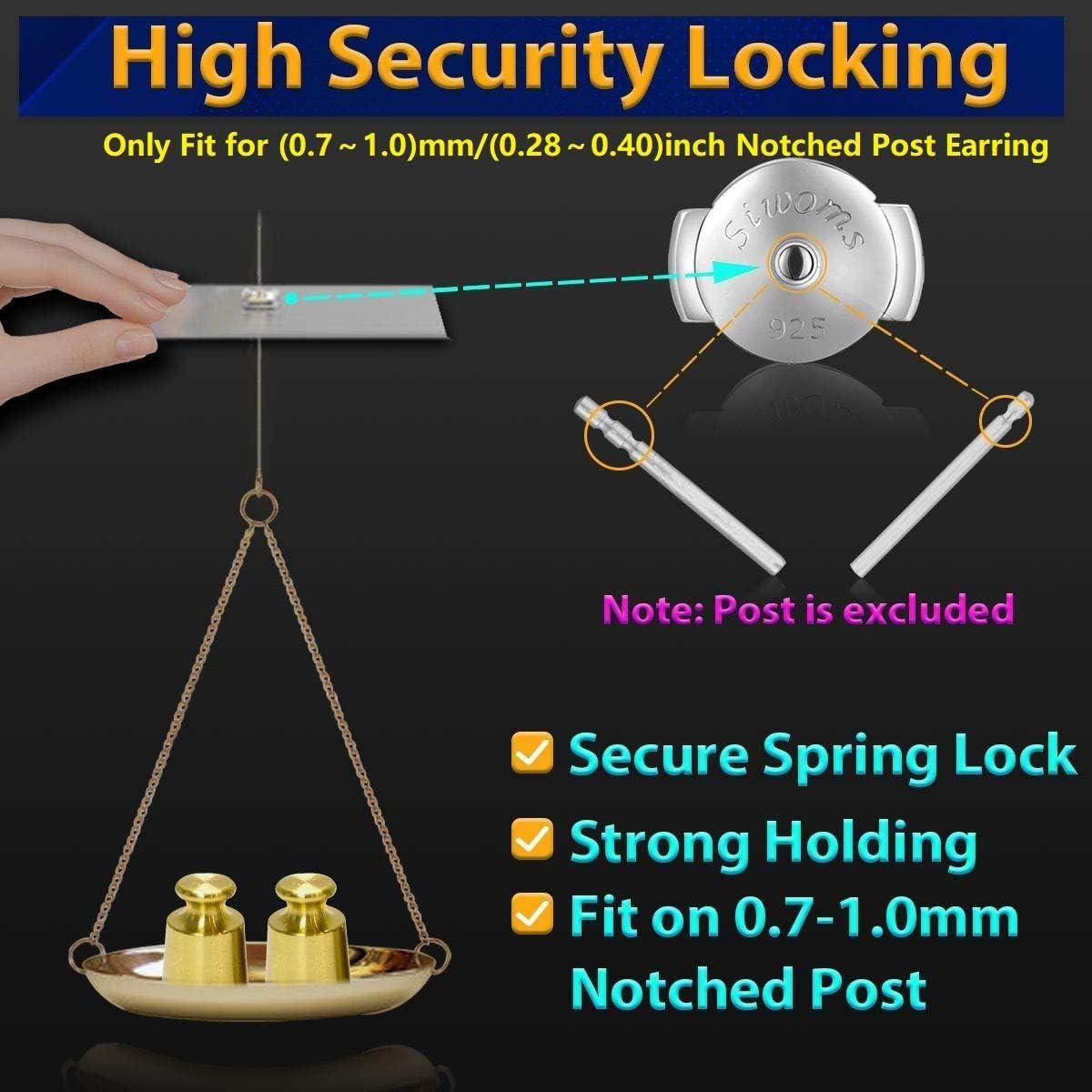 2 Pares de Respaldos de Aretes Hipoalergénicos Siwoms 7mm