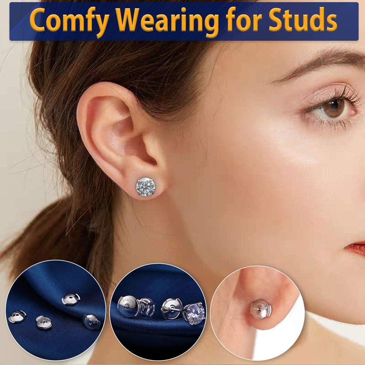 2 Pares de Respaldos de Aretes Hipoalergénicos Siwoms 7mm