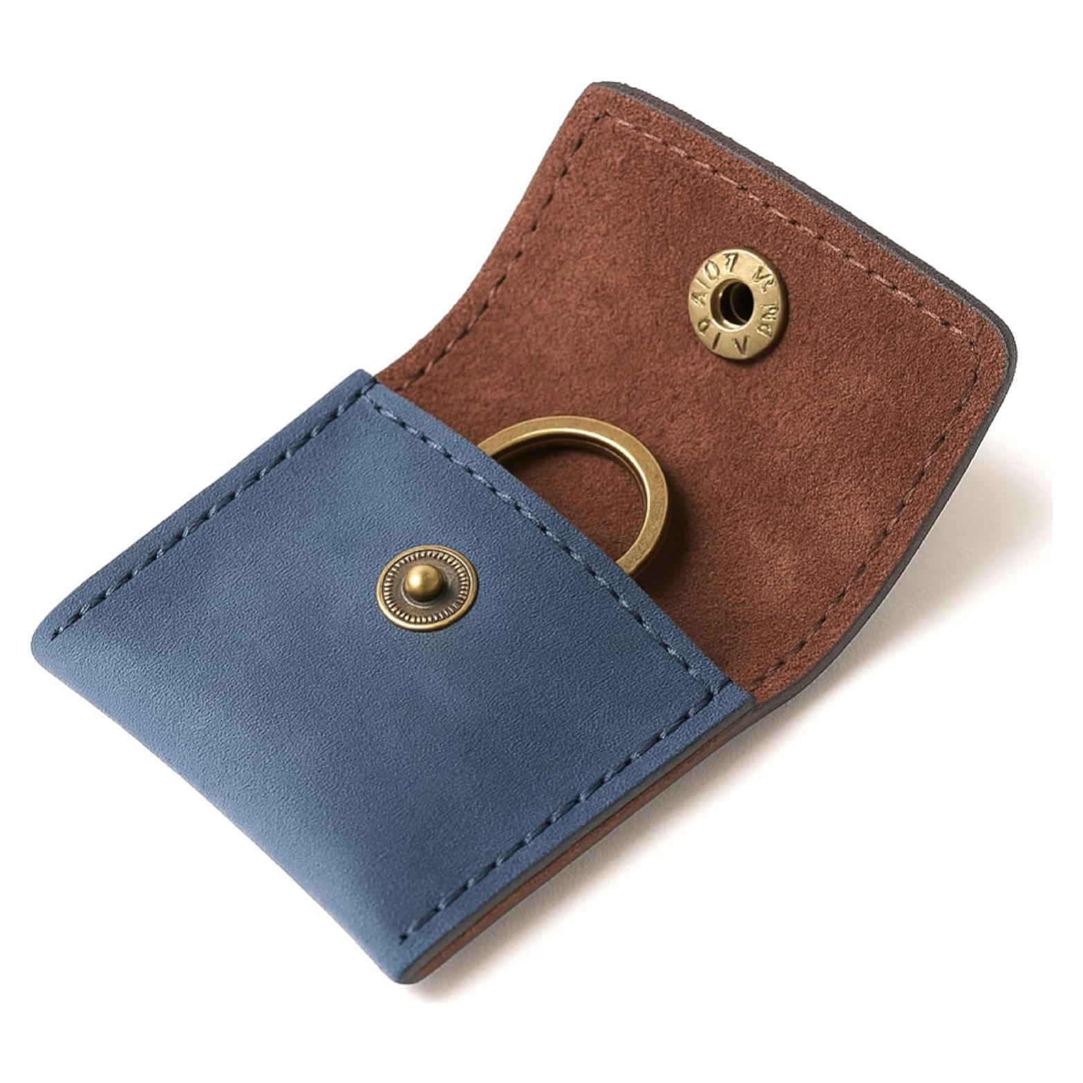 Funda de Anillo de Cuero Azul TheAntiq - Hecha a Mano, Compacta