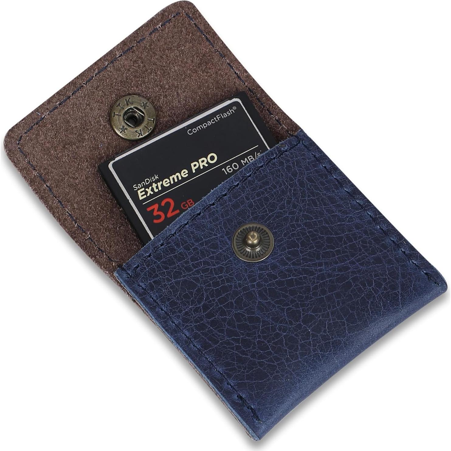 Funda de Anillo de Cuero Azul TheAntiq - Hecha a Mano, Compacta