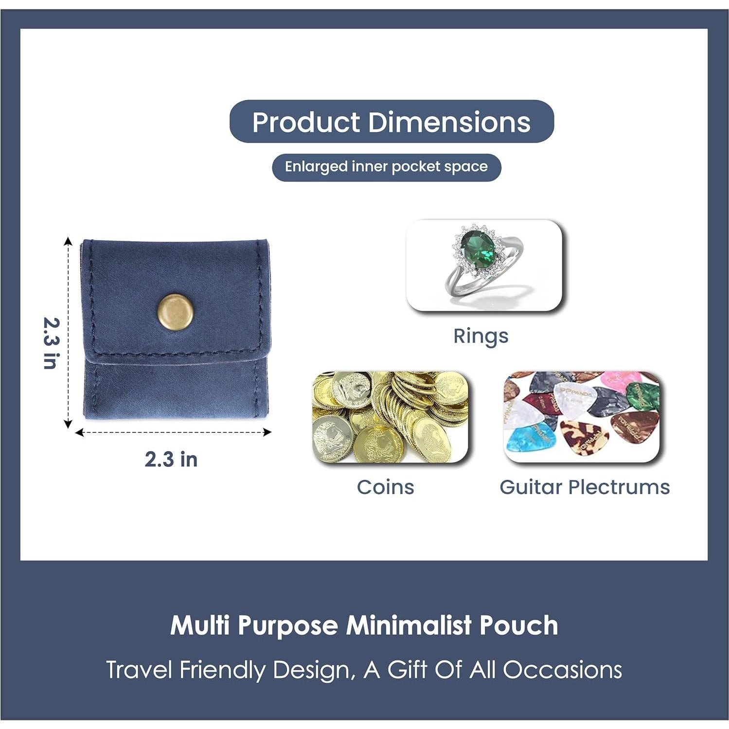 Funda de Anillo de Cuero Azul TheAntiq - Hecha a Mano, Compacta