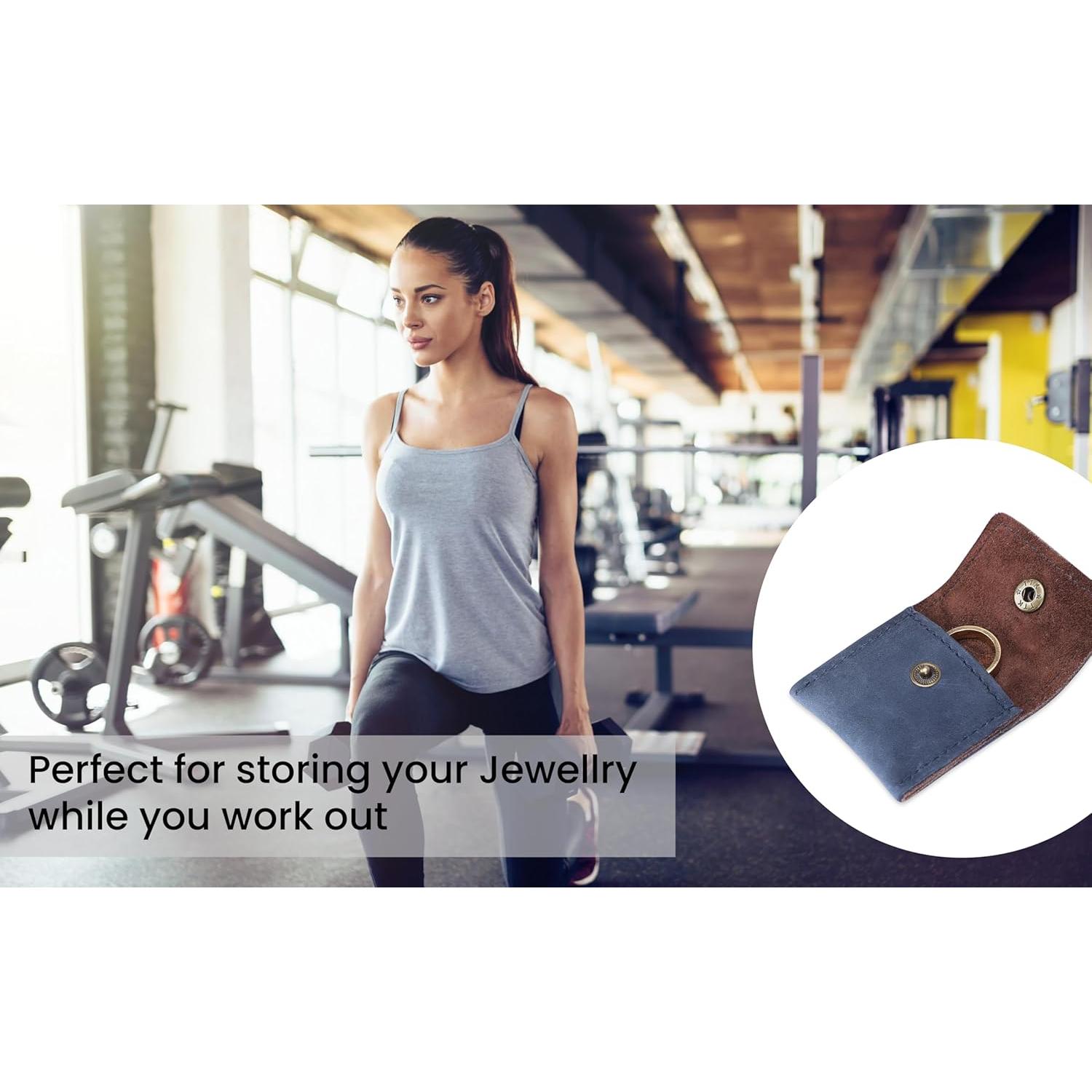 Funda de Anillo de Cuero Azul TheAntiq - Hecha a Mano, Compacta