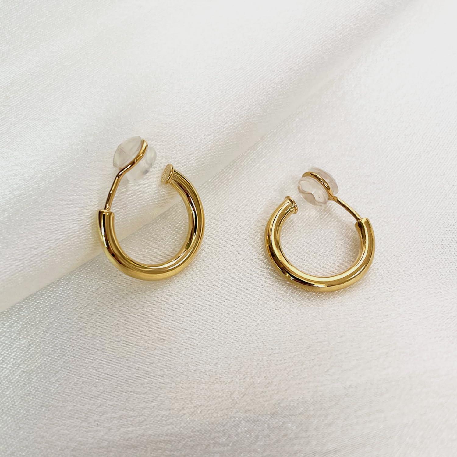 Pendientes de Aro Dorados de Clip Hipoalergénicos 20mm