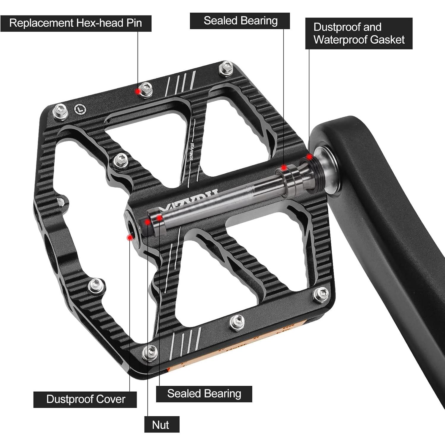 Pedales de Bicicleta MZYRH 336 Aluminio con Reflectores 10x9.8cm