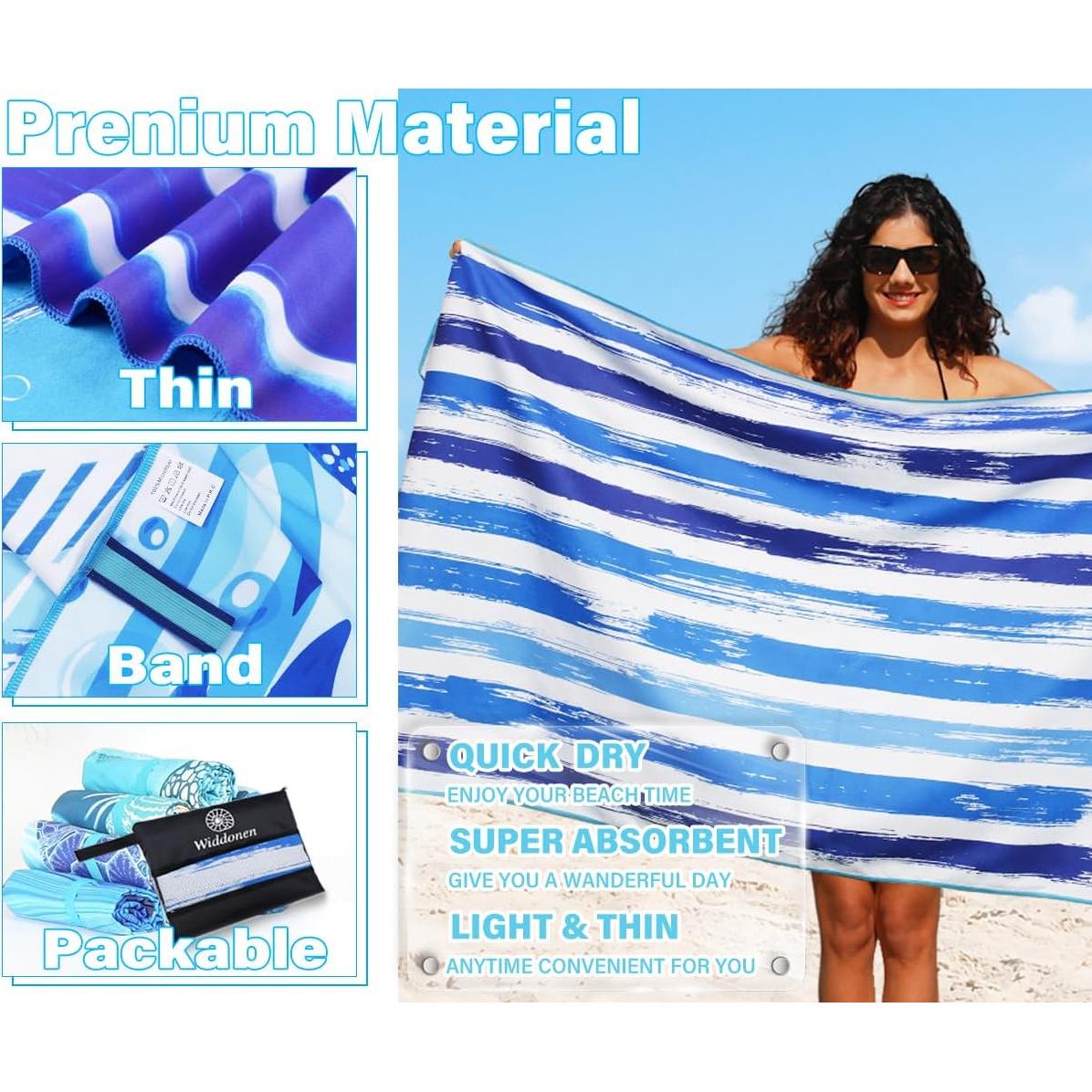 Toalla de Playa Microfibra Widdonen 2 Paquete Extra Grande