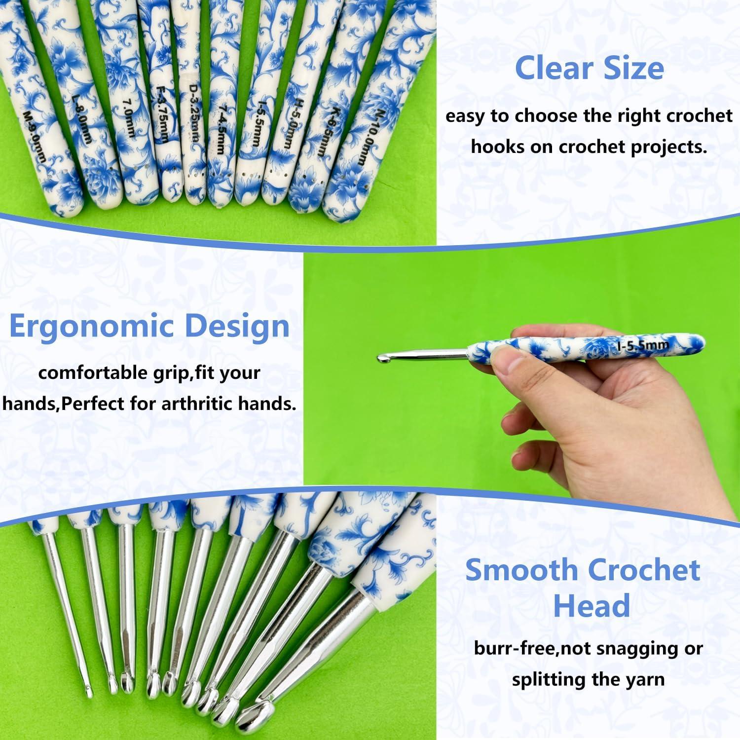 Set de Ganchillos Ergonomicos Hobekoee 14 Tamaños 2.25-10mm