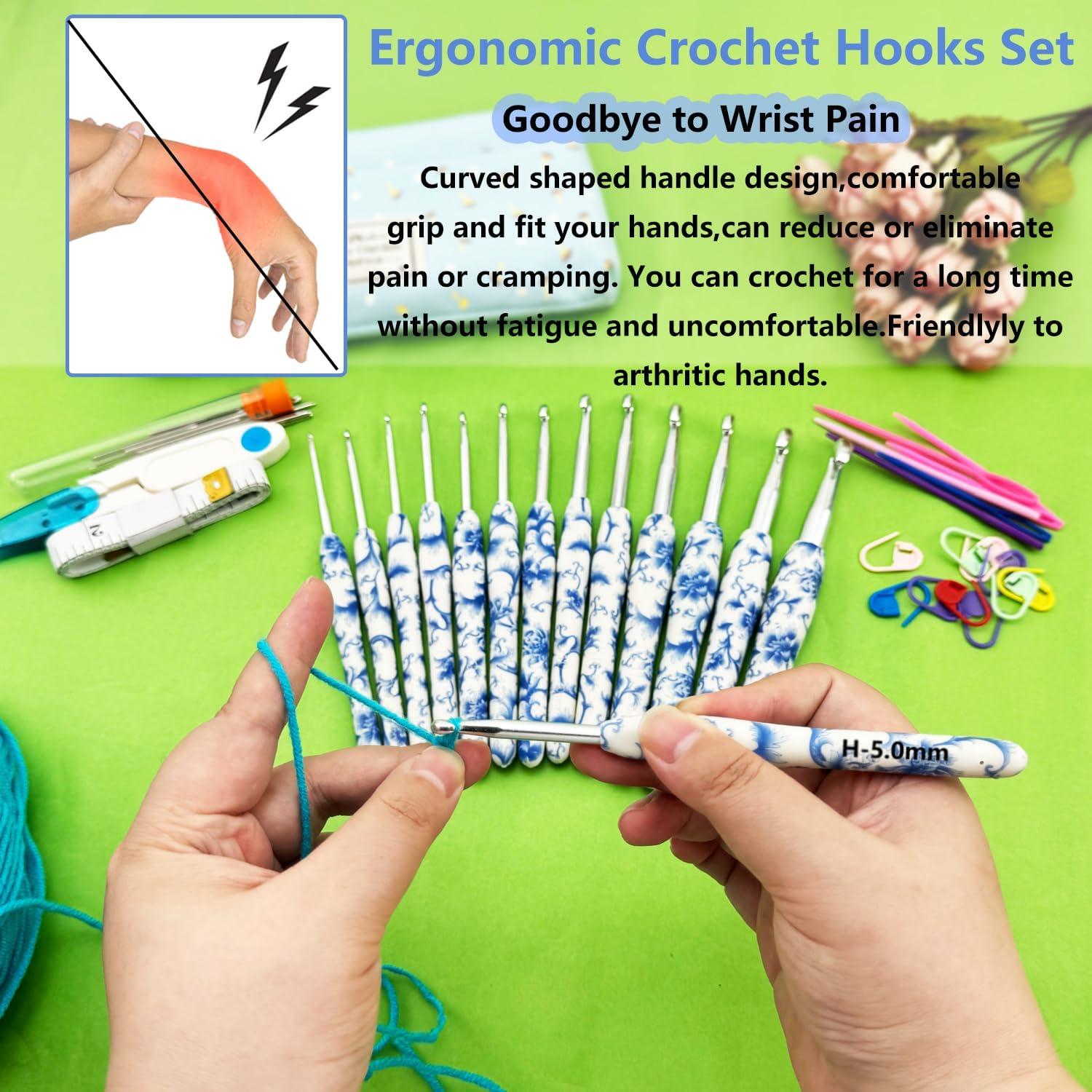 Set de Ganchillos Ergonomicos Hobekoee 14 Tamaños 2.25-10mm