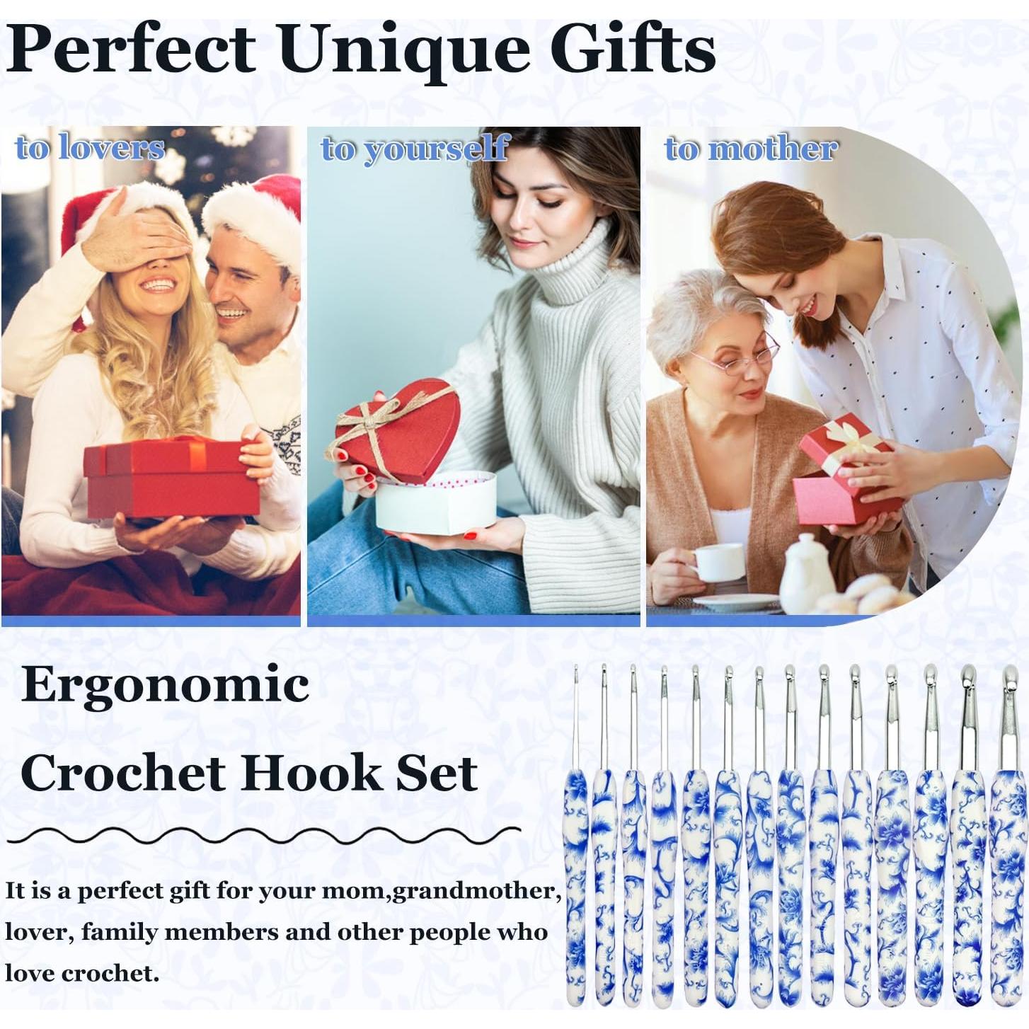 Set de Ganchillos Ergonomicos Hobekoee 14 Tamaños 2.25-10mm