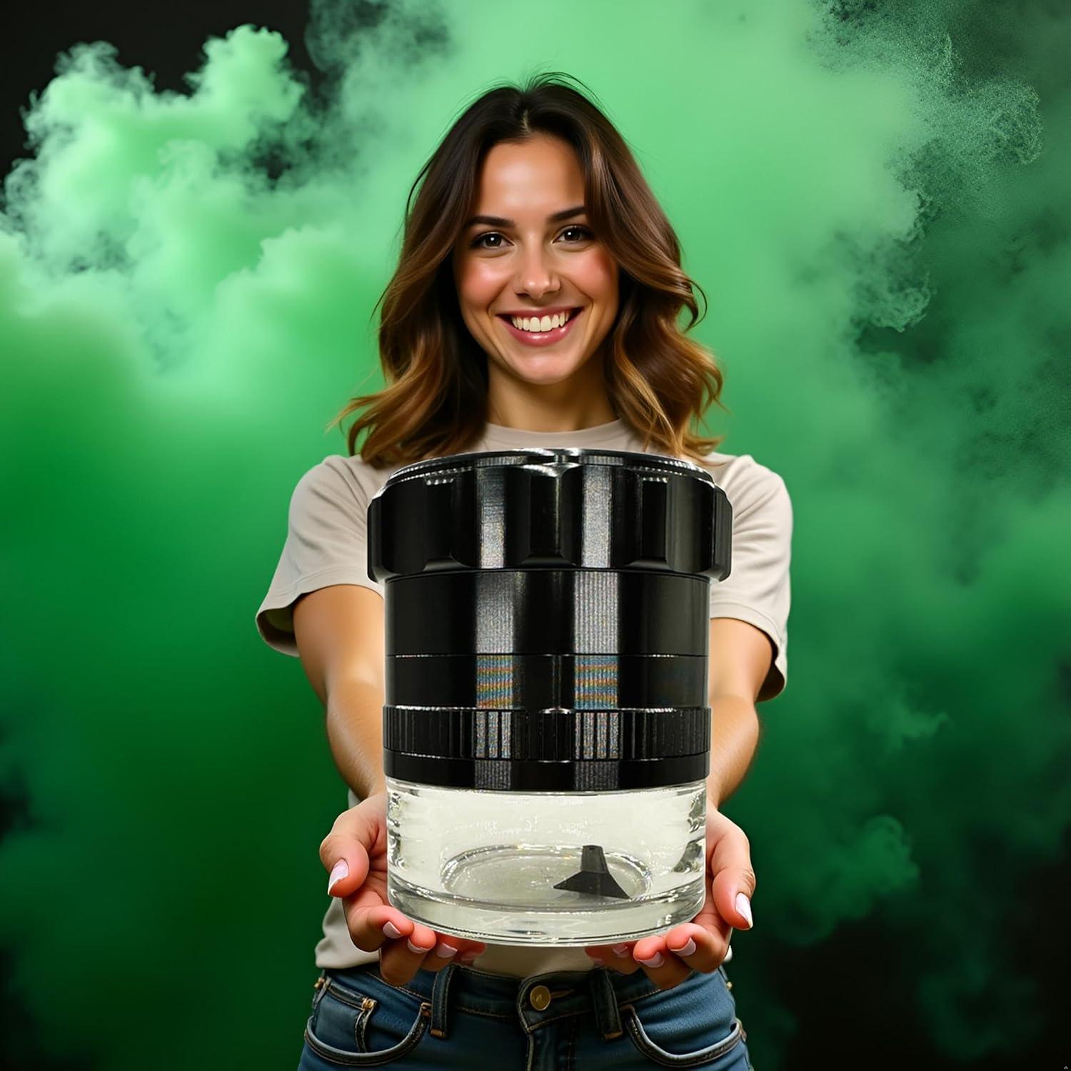 Molino de Especias Grinder Garage 2.5" Negro Aluminio Vidrio