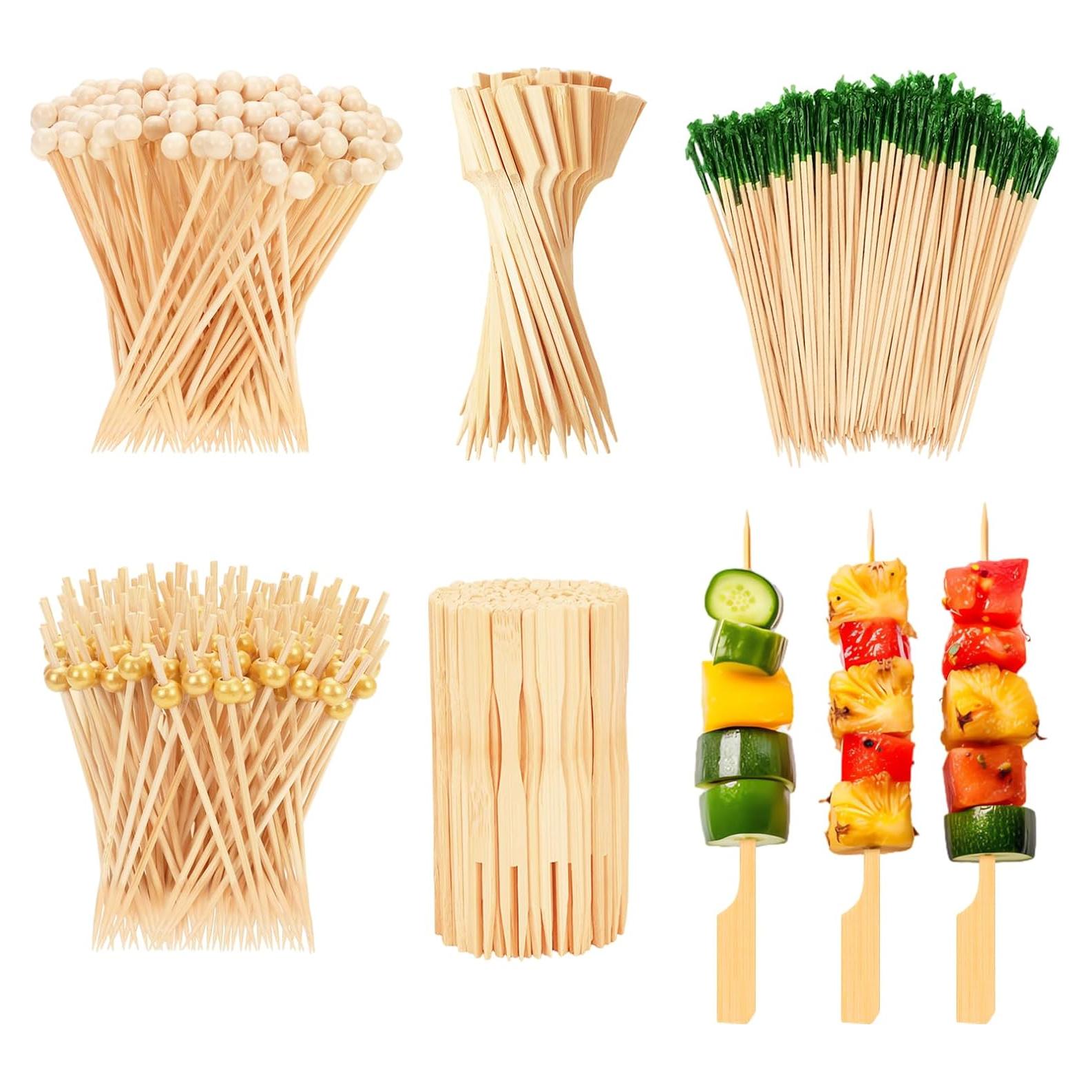 500 Palillos de Cóctel de Bambú Ecológicos 12 cm Shruy