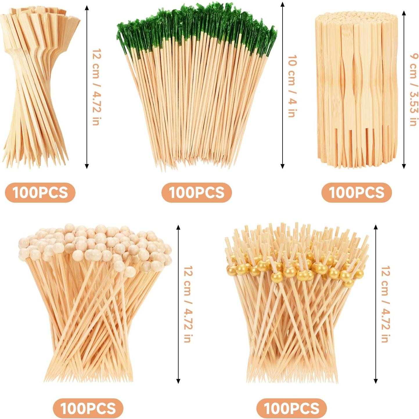 500 Palillos de Cóctel de Bambú Ecológicos 12 cm Shruy