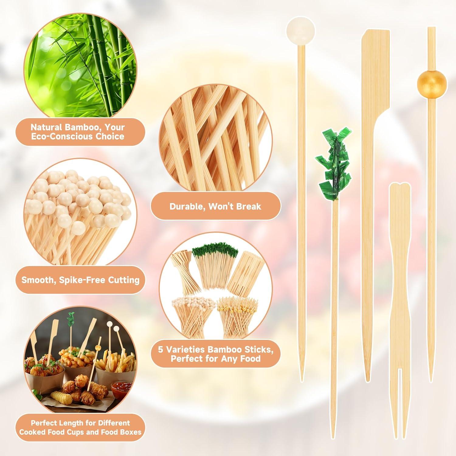 500 Palillos de Cóctel de Bambú Ecológicos 12 cm Shruy