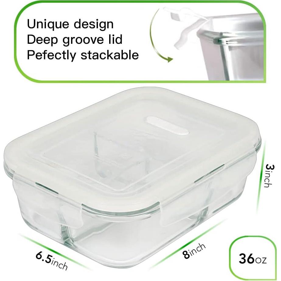 Contenedores de Vidrio DAS TRUST 3 Paquetes 1020ml A Prueba de Fugas