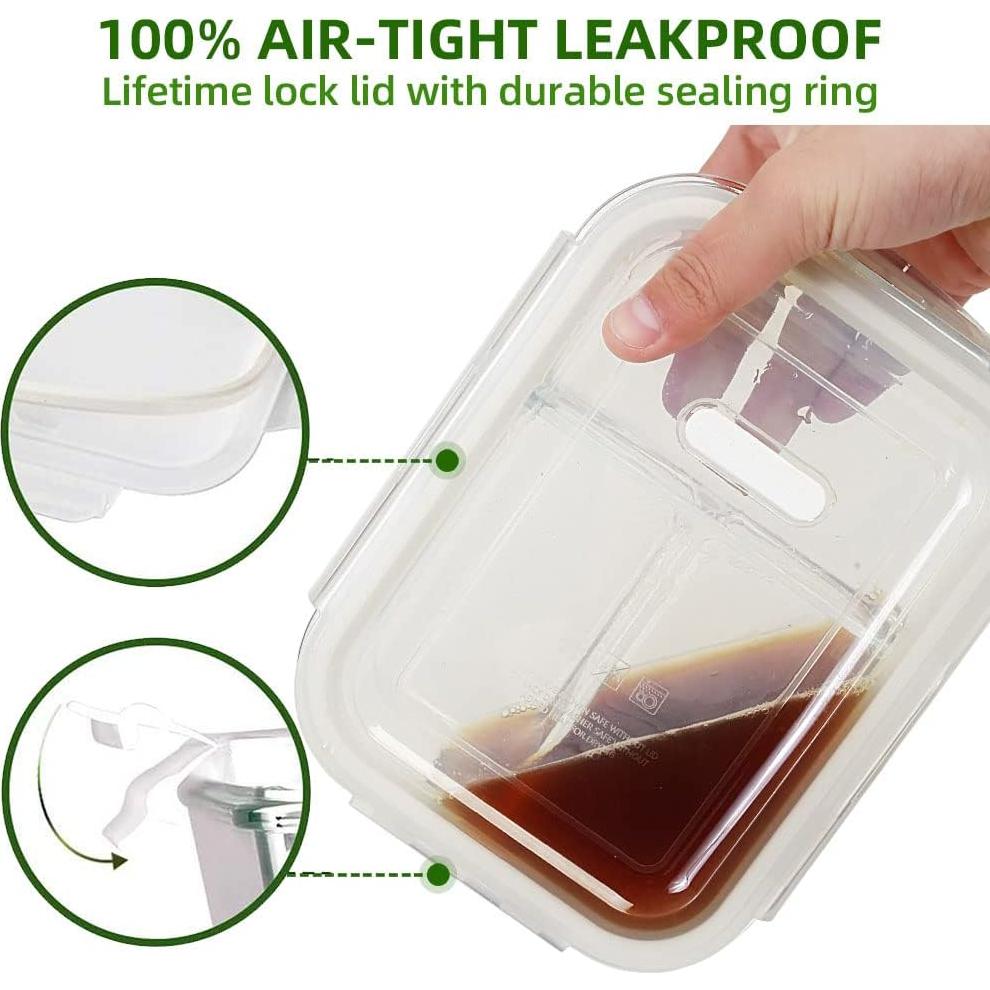 Contenedores de Vidrio DAS TRUST 3 Paquetes 1020ml A Prueba de Fugas