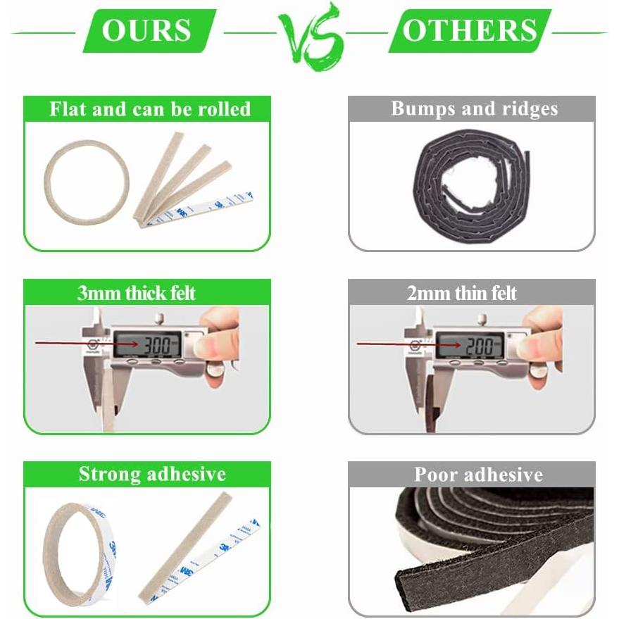 Tiras de Fieltro Beige Premifix 20pcs 1.27x15.24cm Antirayaduras