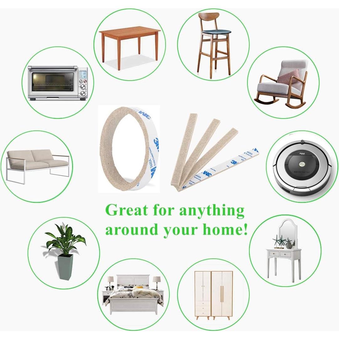 Tiras de Fieltro Beige Premifix 20pcs 1.27x15.24cm Antirayaduras