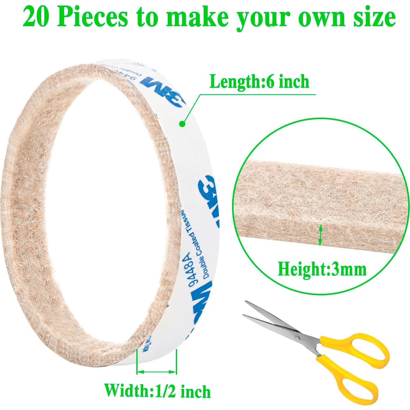 Tiras de Fieltro Beige Premifix 20pcs 1.27x15.24cm Antirayaduras