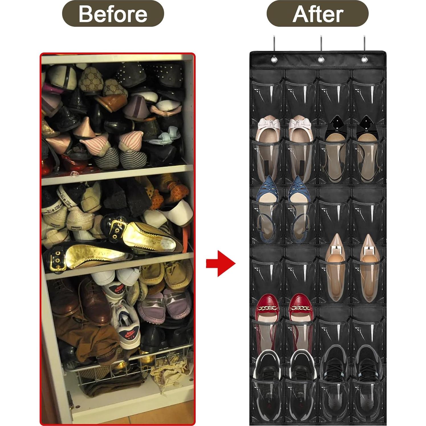 Organizador de Zapatos Bofoho Negro 24 Bolsillos Plegable