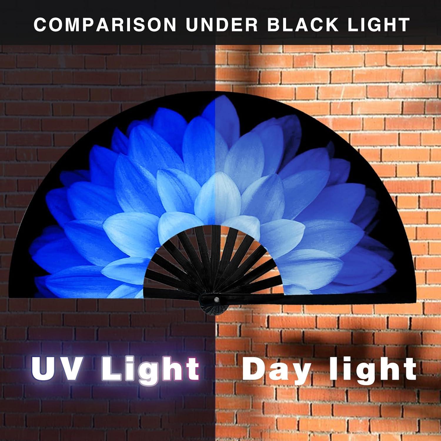 Abanico Plegable de Mano dmjuncong 64.8cm Azul Fluorescente